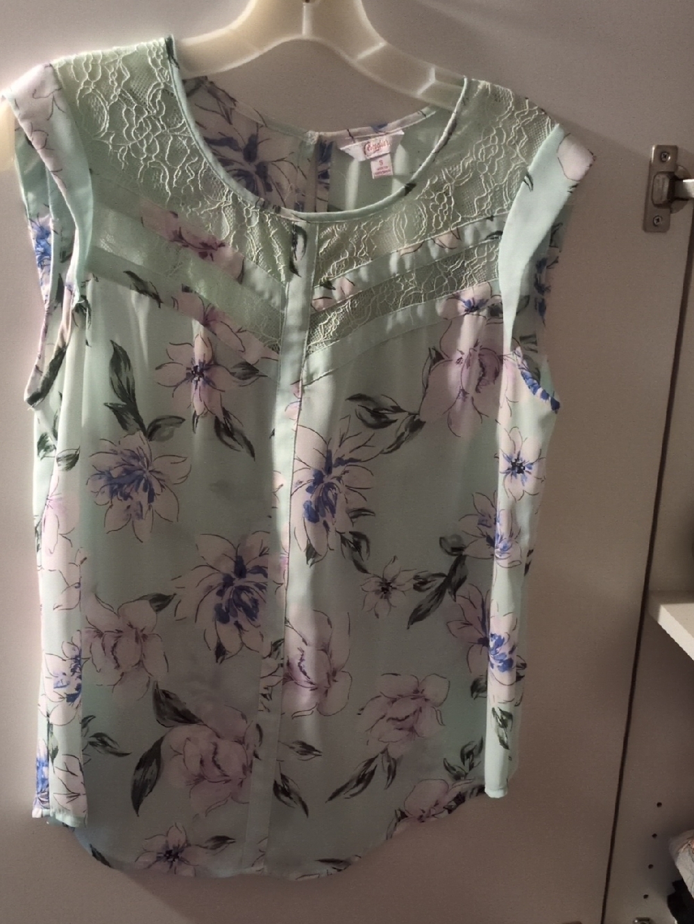 Candie's Mint Green Top with Pink Logo Embroidery